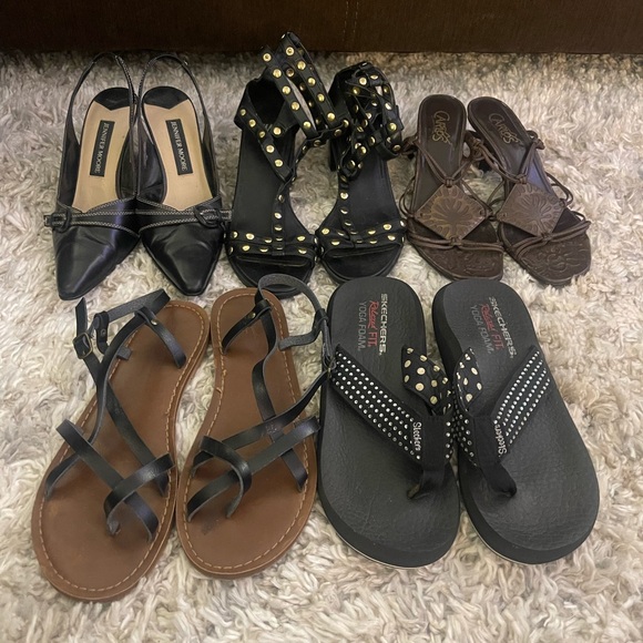 5 Pairs Women’s Size 7 Shoes Sandals‎ Heels Bundle Dress Shoes Black & Brown - Picture 12 of 12